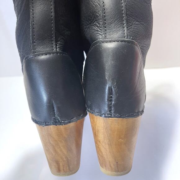 NO. 6 Clog Shearling Lined Lace Up Leather Boot in Black Size 38/8 - Picture 11 of 14